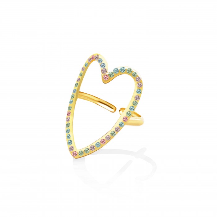 ANELLO REGOLABILE CUORE CON STRASS - OY24624A48