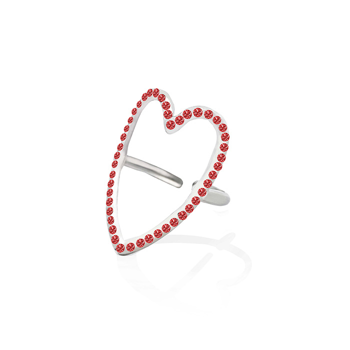 ANELLO REGOLABILE CUORE CON STRASS - OY24624A48