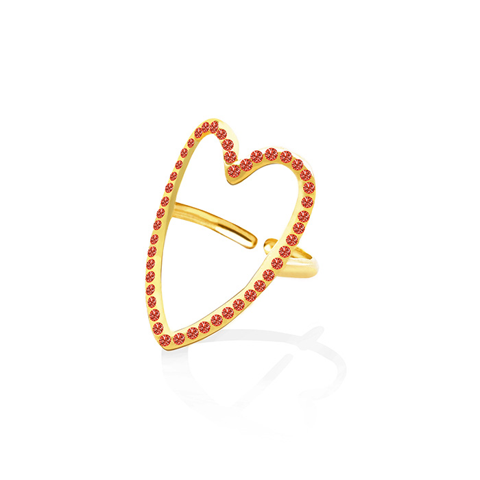 ANELLO REGOLABILE CUORE CON STRASS - OY24624A48