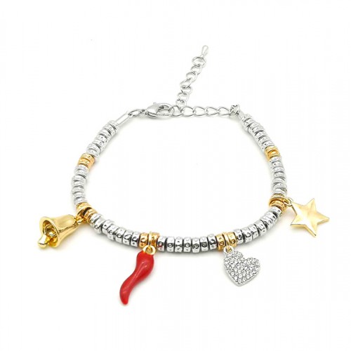 BRACCIALE NATALE PEPITE CON CHARMS CUORE STRASS - AJJ865920B55