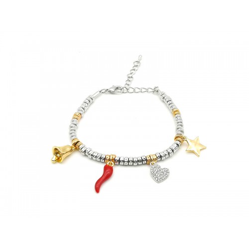 BRACCIALE NATALE PEPITE CON CHARMS CUORE STRASS - AJJ865920B55