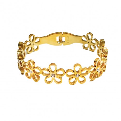 BRACCIALE RIGIDO A MOLLA CON FIORE - DH2296D346