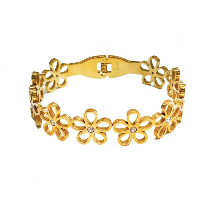 BRACCIALE RIGIDO A MOLLA CON FIORE - DH2296D346