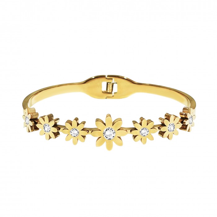 BRACCIALE RIGIDO A MOLLA CON FIORI - DH2380E530