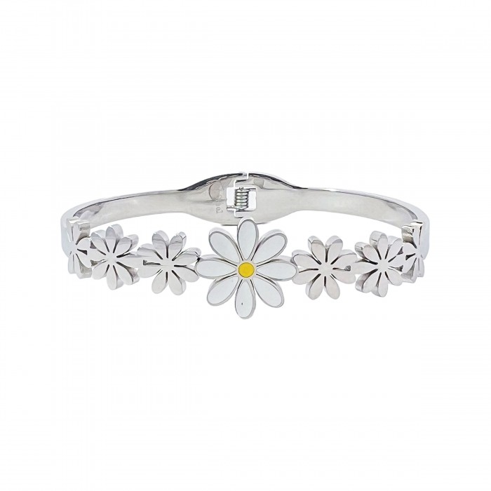 BRACCIALE RIGIDO A MOLLA CON FIORI - DH2380E536