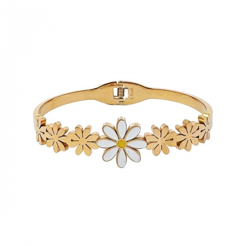 BRACCIALE RIGIDO A MOLLA CON FIORI - DH2380E536