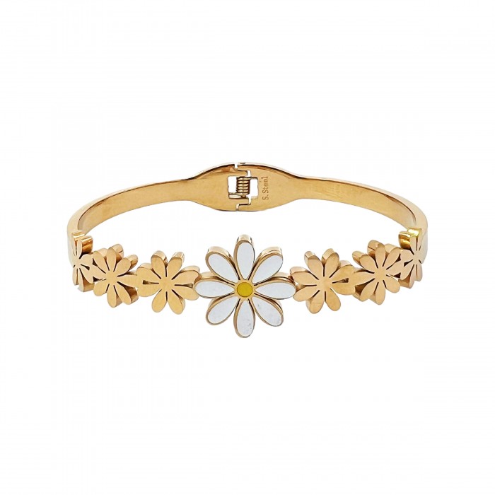 BRACCIALE RIGIDO A MOLLA CON FIORI - DH2380E536