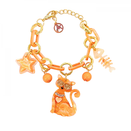 BRACCIALE IN RESINA CON CHARMS GATTO - FT2260D300