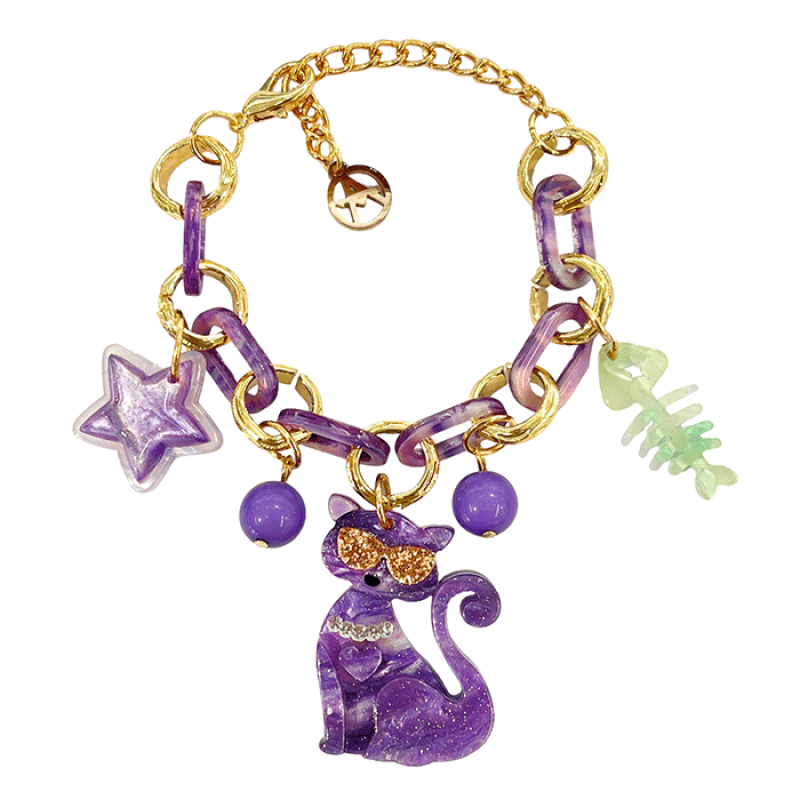 BRACCIALE IN RESINA CON CHARMS GATTO - FT2260D300