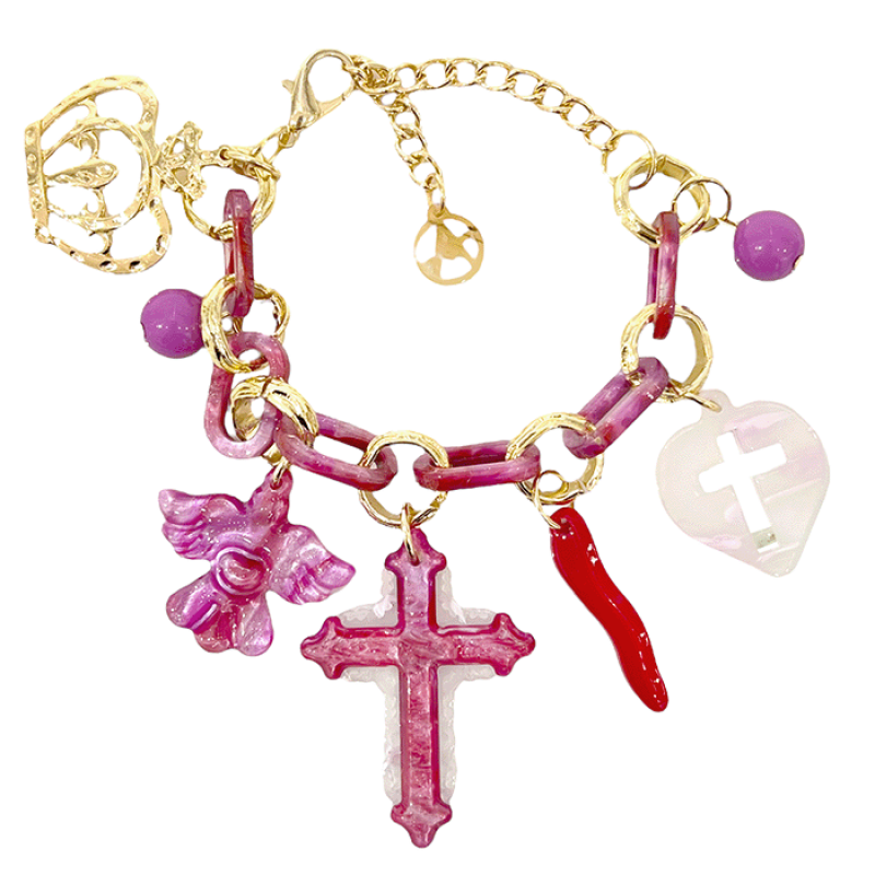 BRACCIALE IN RESINA CON CHARMS CROCE - FT2260D303