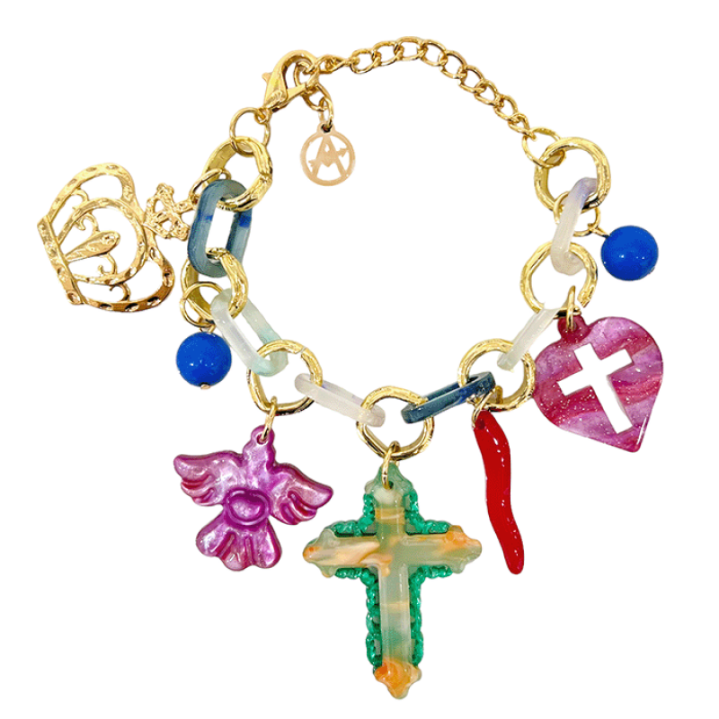 BRACCIALE IN RESINA CON CHARMS CROCE - FT2260D303