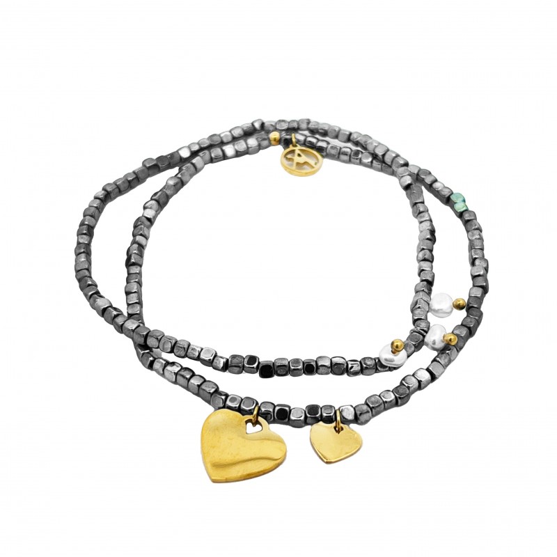 BRACCIALE ELASTICIZZATO CON PIETRA E CUORE - GD23150E833