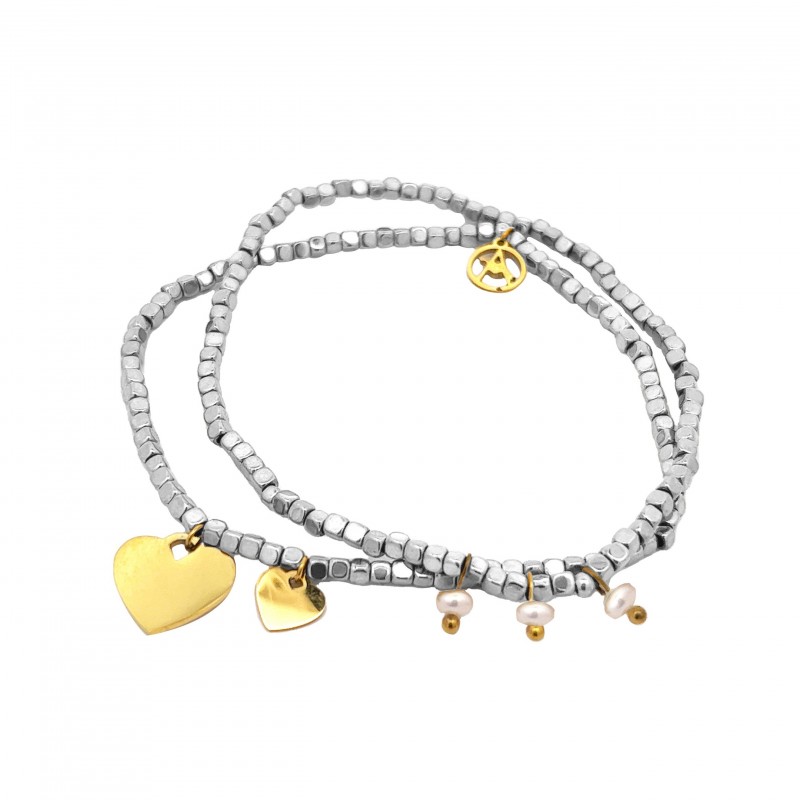 BRACCIALE ELASTICIZZATO CON PIETRA E CUORE - GD23150E833