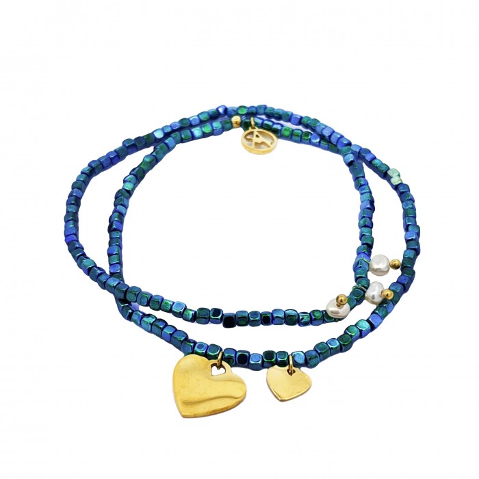 BRACCIALE ELASTICIZZATO CON PIETRA E CUORE - GD23150E833