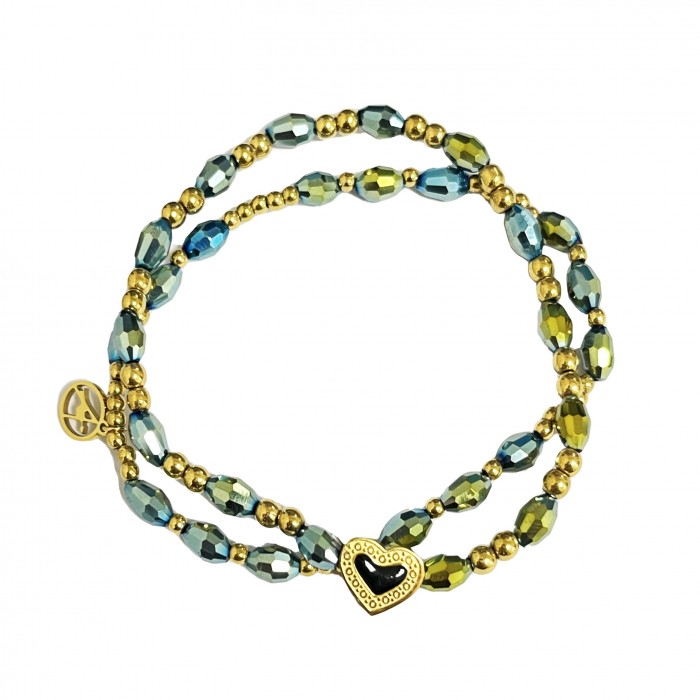 BRACCIALE ELASTICIZZATO IN CRISTALLO CON CUORE - GD23179E817