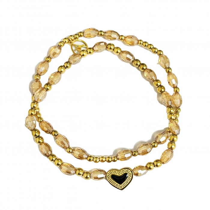 BRACCIALE ELASTICIZZATO IN CRISTALLO CON CUORE - GD23179E817