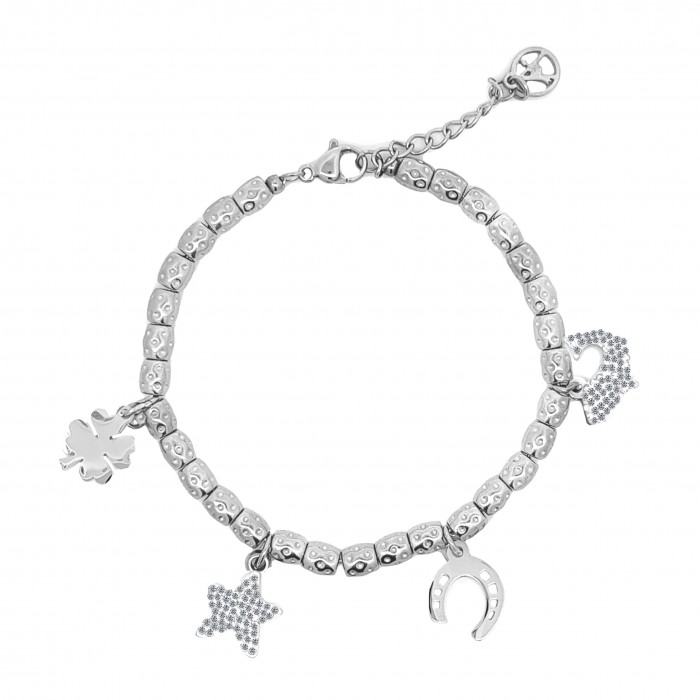 BRACCIALE PEPITA CON CHARMS PORTAFORTUNA -  JN23100E166