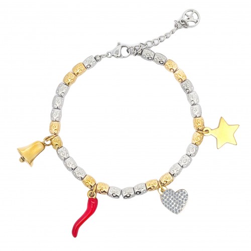 BRACCIALE PEPITA CON CHARMS PORTAFORTUNA - JN23112E162