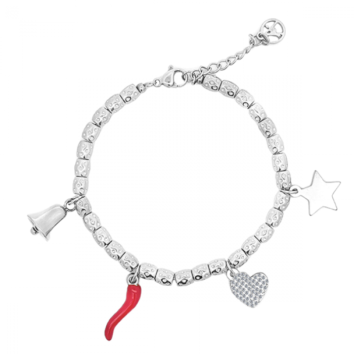 BRACCIALE NATALE PEPITA CON CHARMS PORTAFORTUNA - JN23112E162