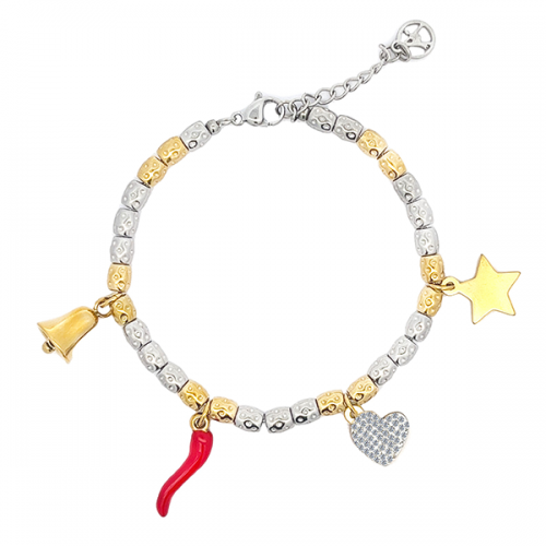 BRACCIALE NATALE PEPITA CON CHARMS PORTAFORTUNA - JN23112E162