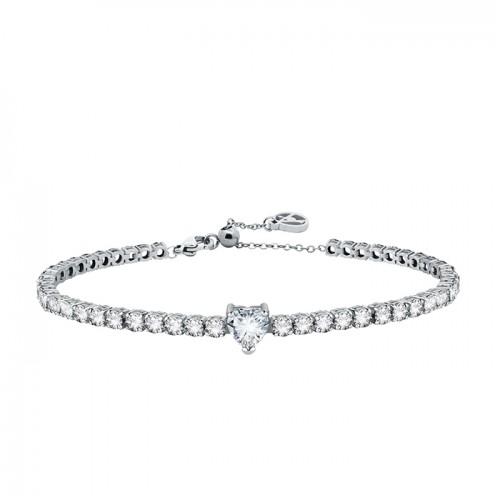 BRACCIALE TENNIS A CUORE LACCIO A MOSCHETTONE REGOLABILE - JN2476A185