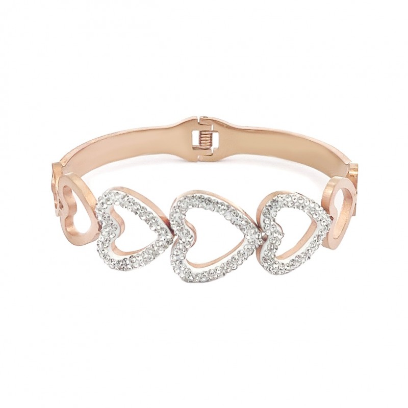 BRACCIALE RIGIDO A MOLLA CON CUORE TRAFORATA - LR21828112C81