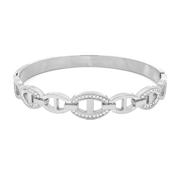 BRACCIALE RIGIDO A CATENA CON STRASS - LR21828112C86