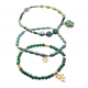 SET DI TRE BRACCIALETTI IN FILO ELASTICO DI PERLINE CON CIONDOLO FIORE IN PIETRA E FOGLIA - OL23120E728