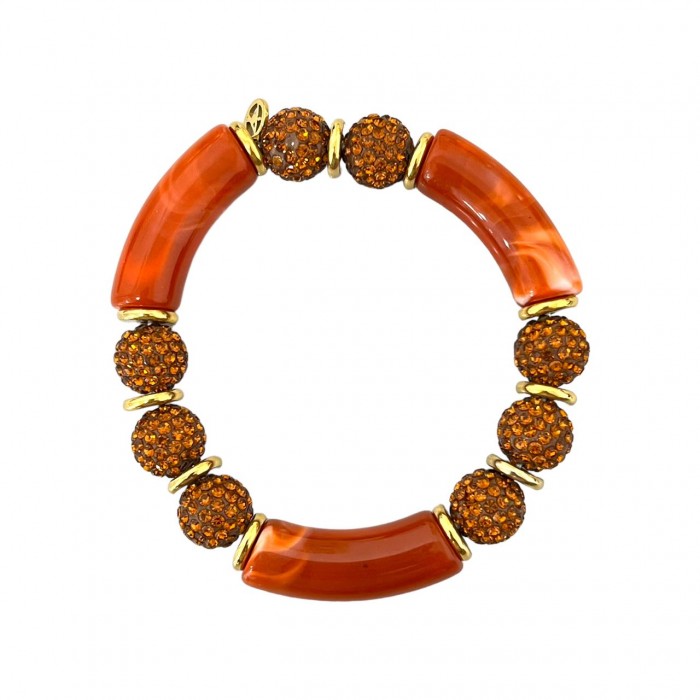 BRACCIALE ELASTICO IN ACRILICO CON PALLINE STRASSATE - OL2356E730