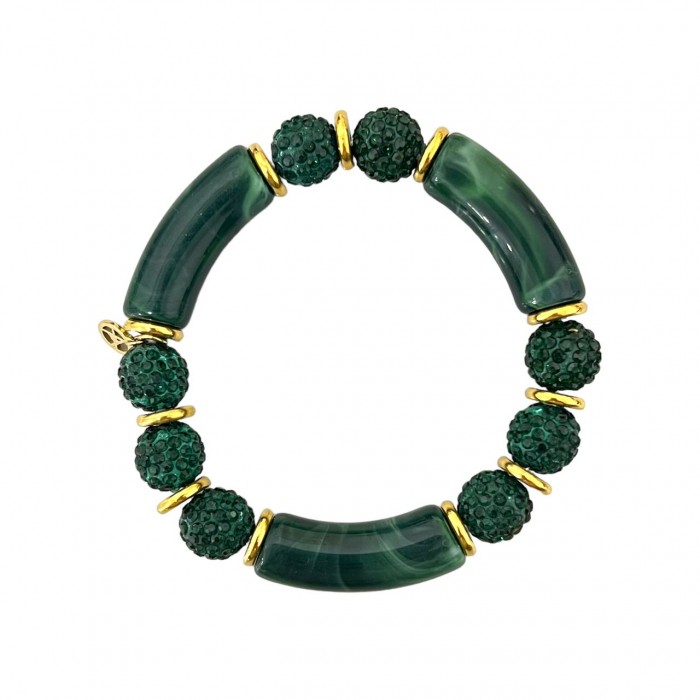 BRACCIALE ELASTICO IN ACRILICO CON PALLINE STRASSATE - OL2356E730