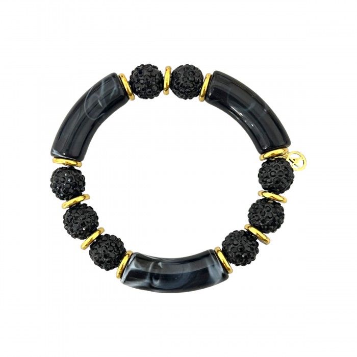 BRACCIALE ELASTICO IN ACRILICO CON PALLINE STRASSATE - OL2356E730