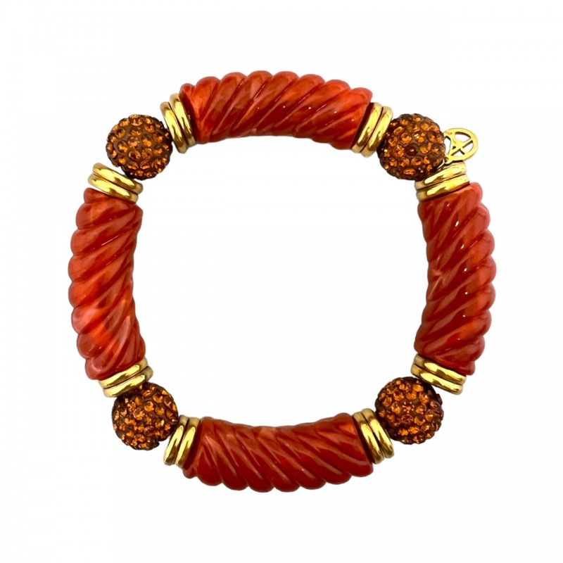 BRACCIALE ELASTICO IN ACRILICO CON PALLINE STRASSATE - OL2356E732