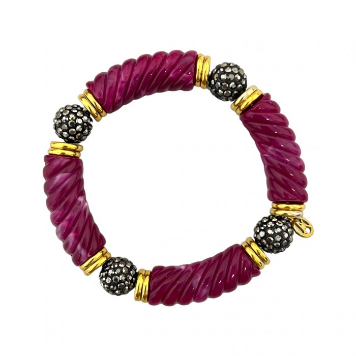 BRACCIALE ELASTICO IN ACRILICO CON PALLINE STRASSATE - OL2356E732