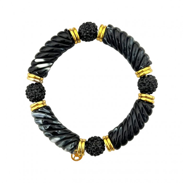 BRACCIALE ELASTICO IN ACRILICO CON PALLINE STRASSATE - OL2356E732