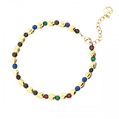 BRACCIALE CON PEPITE E PERLINE IN PIETRA - OY2480A412