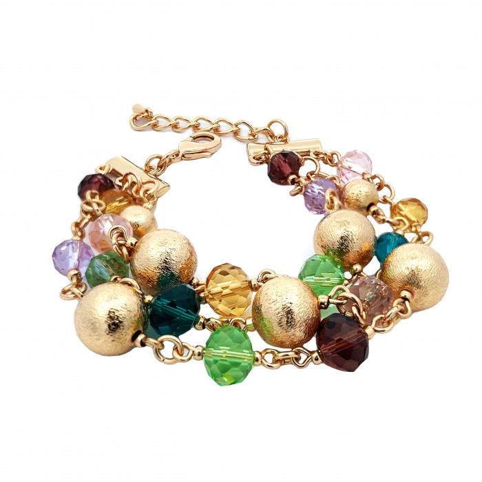 BRACCIALE MULTIFILO CON CRISTALLI COLORATI - S14445G