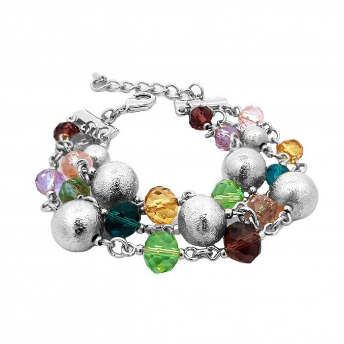 BRACCIALE MULTIFILO CON CRISTALLI COLORATI - S14445G