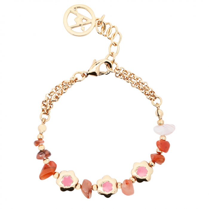 BRACCIALE CON FIORI E PIETRE - S15712-G