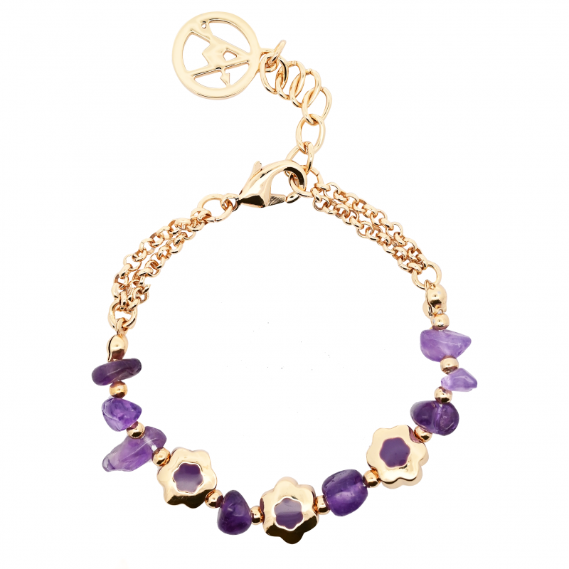 BRACCIALE CON FIORI E PIETRE - S15712-G