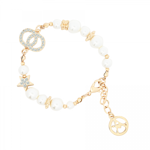 BRACCIALE DI PERLA CON DOPPIO CERCHIO E STELLA - S16001G