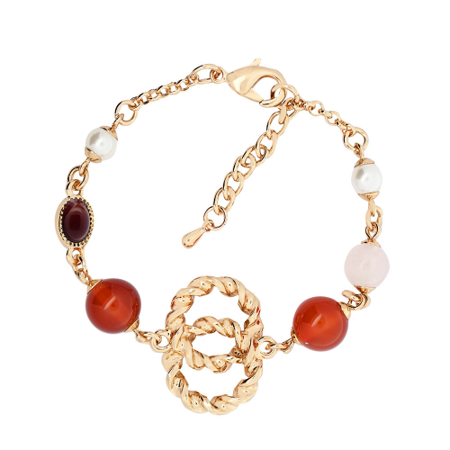 BRACCIALE CON DOPPIO CERCHIO E PERLINE - S16130G