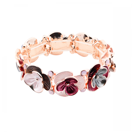 BRACCIALE ELASTICO FIORE SMALTATO CON STRASS - SW2488A807