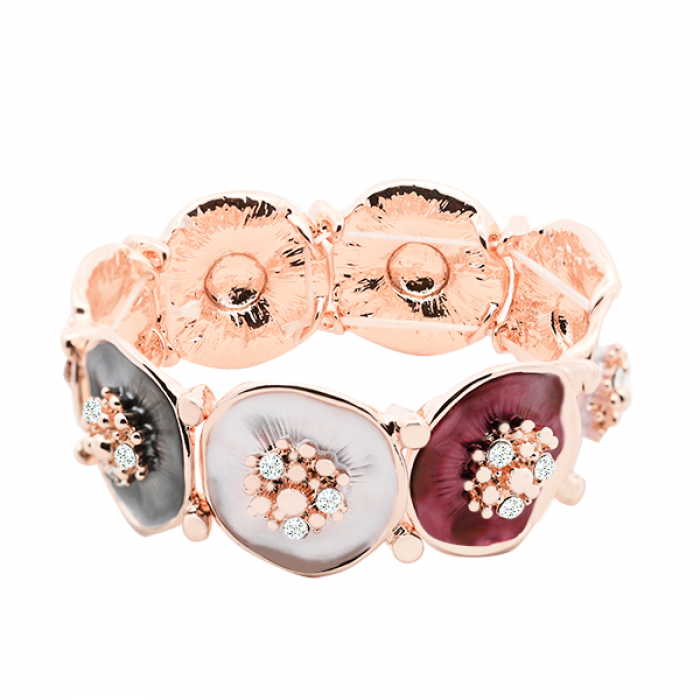 BRACCIALE ELASTICO A DISCO SMALTATO CON GRAPPOLO DI STRASS E PALLINE - SW2488A809