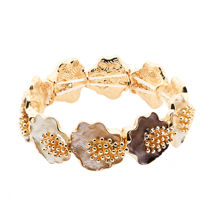 BRACCIALE ELASTICO A FIORE SMALTATO CON GRAPPOLO DI STAMI - SW2488A811