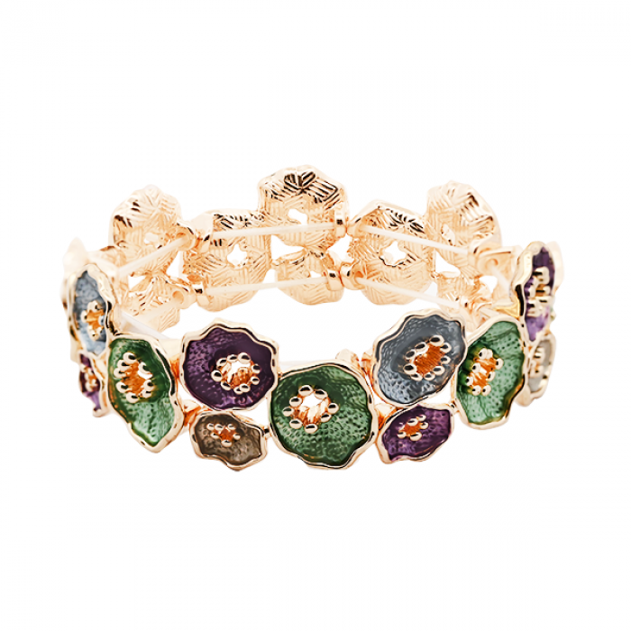 BRACCIALE ELASTICO A FIORE SMALTATO CON STAMI - SW2488A812