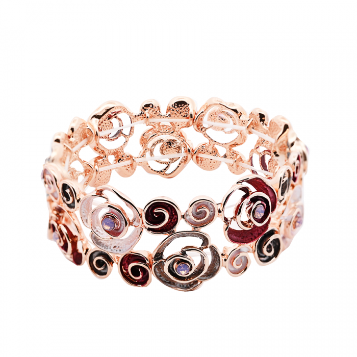 BRACCIALE ELASTICO FIORE SMALTATO CON STRASS - SW2488A816