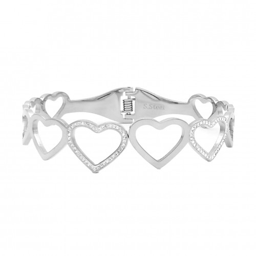 BRACCIALE RIGIDO A MOLLA CON CUORE TRAFORATA - WND2131128A76