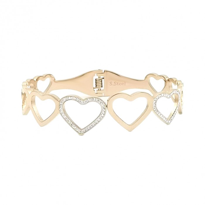 BRACCIALE RIGIDO A MOLLA CON CUORE TRAFORATA - WND2131128A76