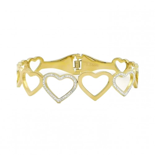 BRACCIALE RIGIDO A MOLLA CON CUORE TRAFORATA - WND2131128A76