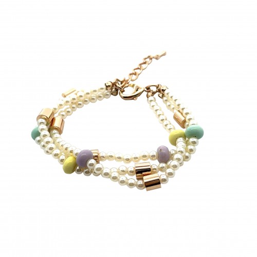 BRACCIALE TRE FILI CON PERLE - S13910G